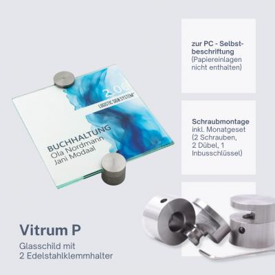 Tuerschild VITRUM P Glasschild fuer Buero 160 160 mm